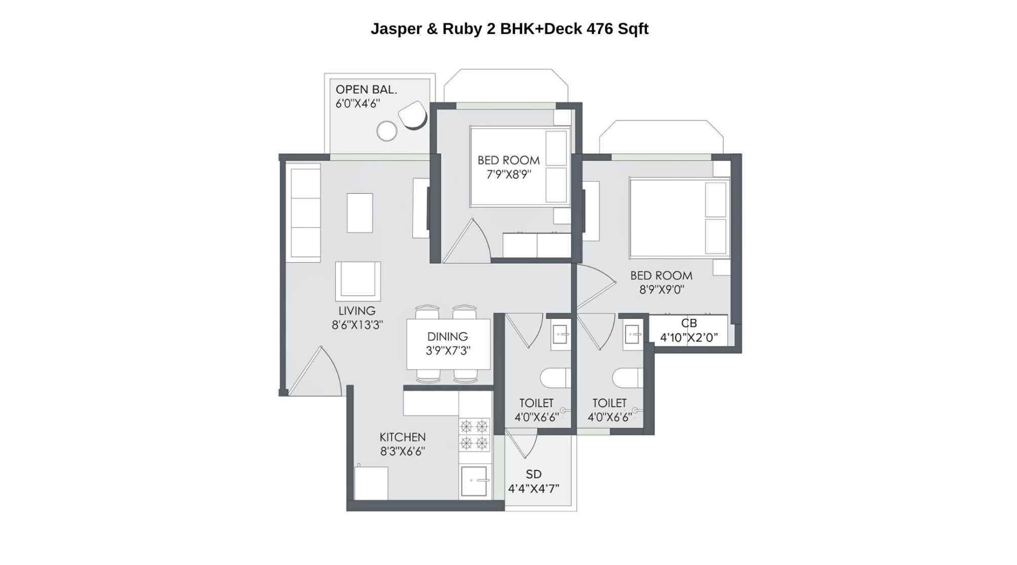 Marathon-Nextown-Floor-Plan-Jasper-&-Ruby-2-BHK+Deck-476-Sqft