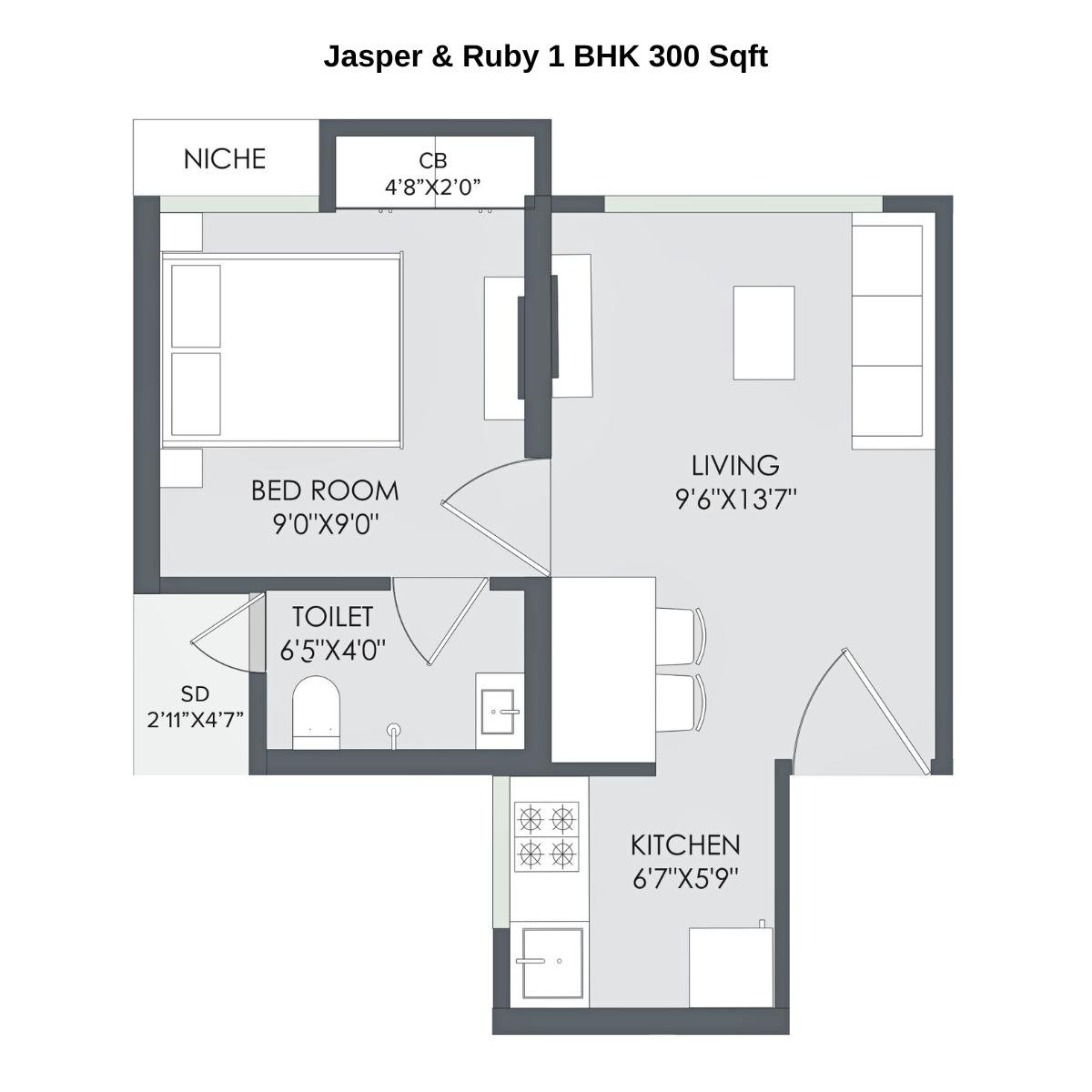 Marathon-Nextown-Floor-Plan-Jasper-&-Ruby-1-BHK-300-Sqft