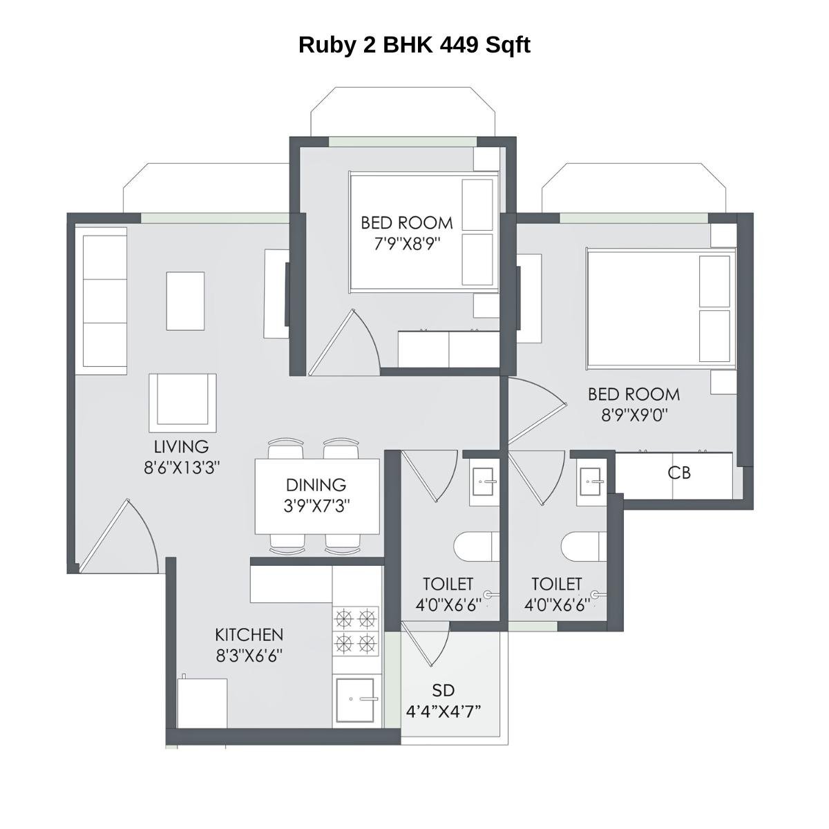 Marathon-Nextown-Floor-Plan-Ruby-2-BHK-449-Sqft